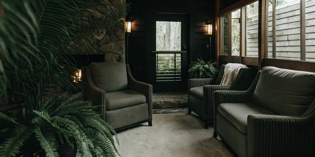 Private luxury detox suite at Legacy Healing Center Ohio with natural light and comfortable furnishings