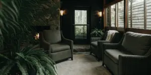 Private luxury detox suite at Legacy Healing Center Ohio with natural light and comfortable furnishings